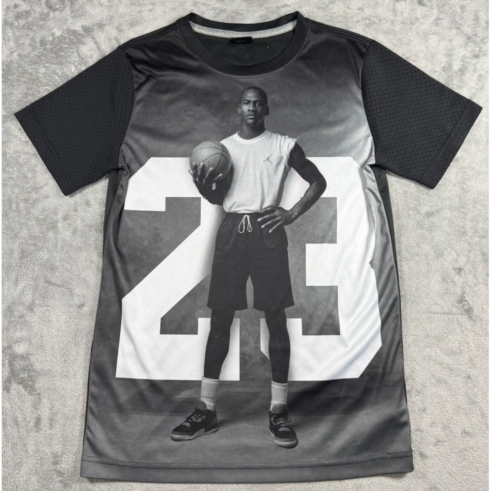 Jordan Michael Jordan 23 Graphic‎ T-Shirt Black Grey Youth Large L 617846677480